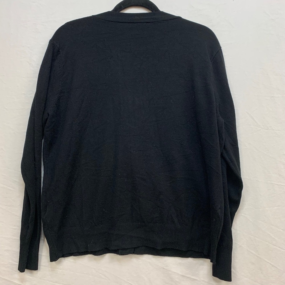 Aaeda Womens Black Heart Knit Cardigan V-Neck Button Front Sweater Large - Picture 6 of 7